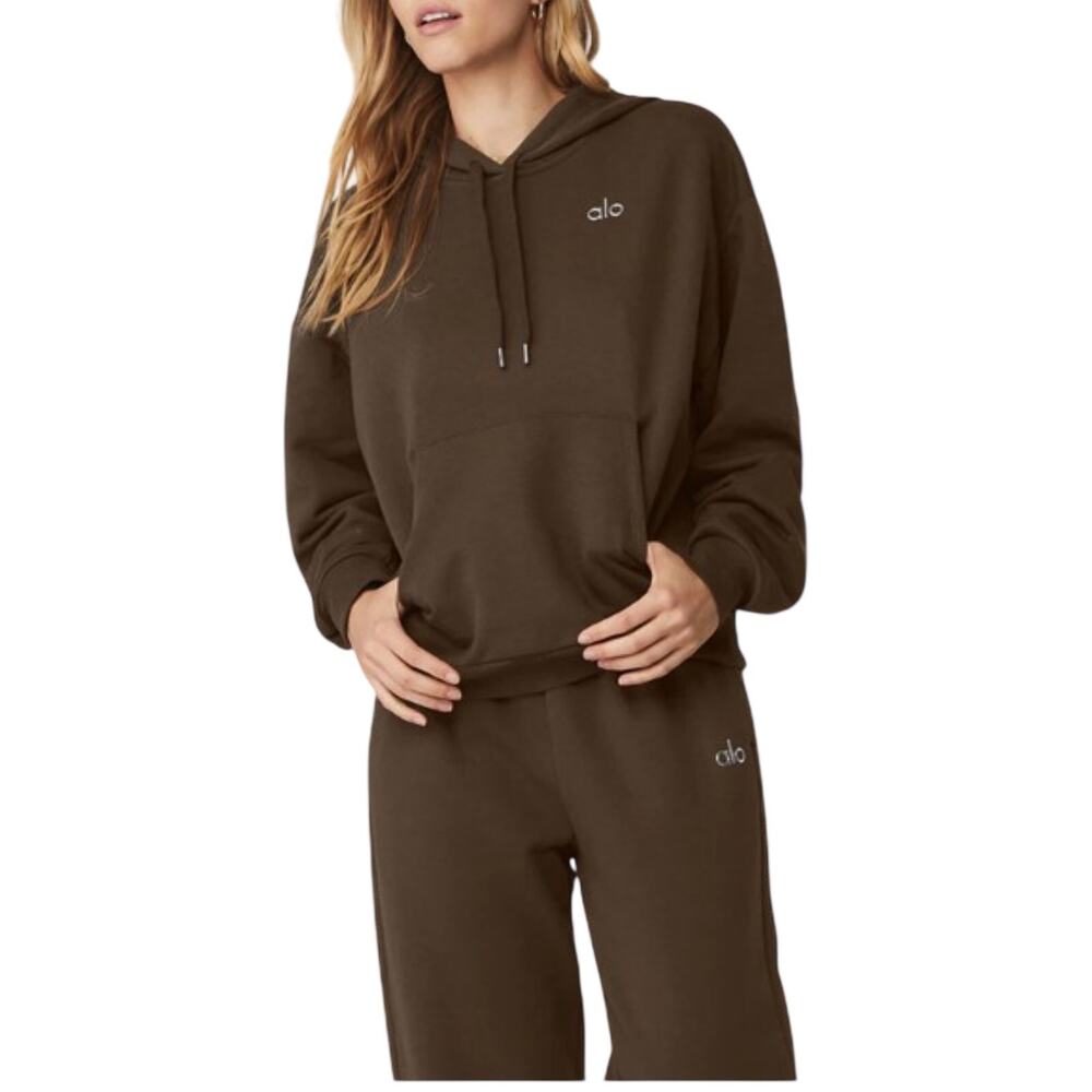 Alo Yoga Accolade Hoodie Sweatpants Set Espresso Brown Large NWT 2 Piece